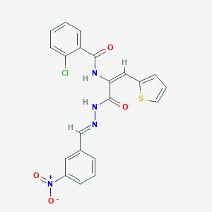 2-chloro-N-[1-[(2-{3-nitrobenzylidene}hydrazino)carbonyl]-2-(2-thienyl)vinyl]benzamide
