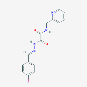 molecular formula C15H13FN4O2 B3866061 2-[2-(4-fluorobenzylidene)hydrazino]-2-oxo-N-(2-pyridinylmethyl)acetamide 