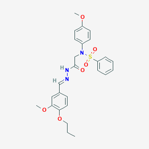 molecular formula C26H29N3O6S B386607 N-(4-methoxyphenyl)-N-{2-[2-(3-methoxy-4-propoxybenzylidene)hydrazino]-2-oxoethyl}benzenesulfonamide 