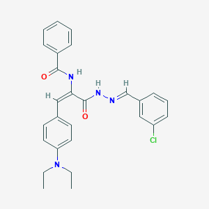 molecular formula C27H27ClN4O2 B386608 N-{1-{[2-(3-chlorobenzylidene)hydrazino]carbonyl}-2-[4-(diethylamino)phenyl]vinyl}benzamide 