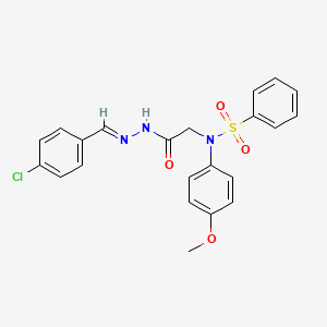 molecular formula C22H20ClN3O4S B3866143 N-{2-[2-(4-chlorobenzylidene)hydrazino]-2-oxoethyl}-N-(4-methoxyphenyl)benzenesulfonamide 