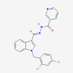 molecular formula C22H16Cl2N4O B3866179 N'-{[1-(2,4-dichlorobenzyl)-1H-indol-3-yl]methylene}nicotinohydrazide 