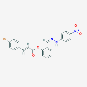 molecular formula C22H16BrN3O4 B386618 2-(2-{4-Nitrophenyl}carbohydrazonoyl)phenyl 3-(4-bromophenyl)acrylate 