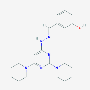 molecular formula C21H28N6O B3866196 3-hydroxybenzaldehyde (2,6-di-1-piperidinyl-4-pyrimidinyl)hydrazone 