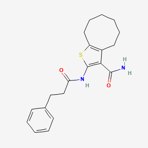 molecular formula C20H24N2O2S B3866207 2-[(3-phenylpropanoyl)amino]-4,5,6,7,8,9-hexahydrocycloocta[b]thiophene-3-carboxamide 