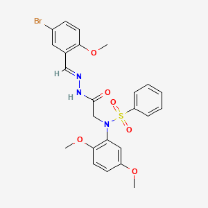 molecular formula C24H24BrN3O6S B3866230 N-{2-[2-(5-bromo-2-methoxybenzylidene)hydrazino]-2-oxoethyl}-N-(2,5-dimethoxyphenyl)benzenesulfonamide 