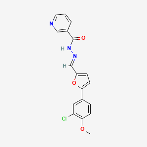 molecular formula C18H14ClN3O3 B3866259 N'-{[5-(3-chloro-4-methoxyphenyl)-2-furyl]methylene}nicotinohydrazide 