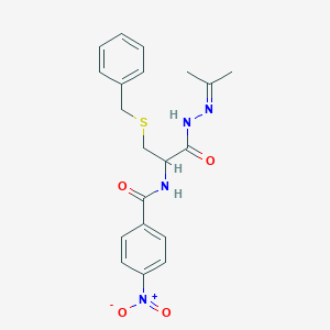 N-{1-[(benzylsulfanyl)methyl]-2-[2-(1-methylethylidene)hydrazino]-2-oxoethyl}-4-nitrobenzamide