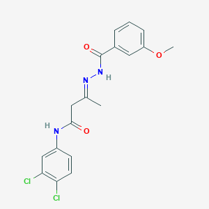molecular formula C18H17Cl2N3O3 B386629 N-(3,4-dichlorophenyl)-3-[(3-methoxybenzoyl)hydrazono]butanamide 