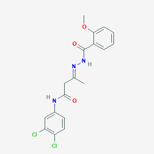 molecular formula C18H17Cl2N3O3 B386631 N-(3,4-dichlorophenyl)-3-[(2-methoxybenzoyl)hydrazono]butanamide 
