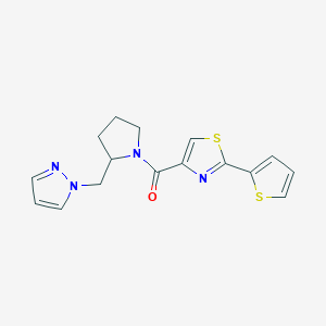 molecular formula C16H16N4OS2 B3866319 4-{[2-(1H-pyrazol-1-ylmethyl)-1-pyrrolidinyl]carbonyl}-2-(2-thienyl)-1,3-thiazole 
