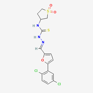molecular formula C16H15Cl2N3O3S2 B3866323 5-(2,5-dichlorophenyl)-2-furaldehyde N-(1,1-dioxidotetrahydro-3-thienyl)thiosemicarbazone 