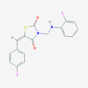 molecular formula C17H12I2N2O2S B386633 3-[(2-Iodoanilino)methyl]-5-(4-iodobenzylidene)-1,3-thiazolidine-2,4-dione 