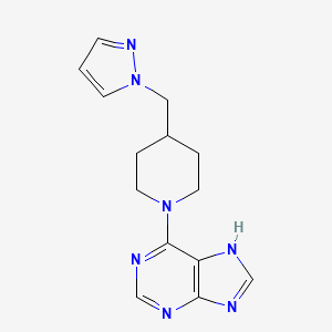 molecular formula C14H17N7 B3866339 6-[4-(1H-pyrazol-1-ylmethyl)-1-piperidinyl]-9H-purine 