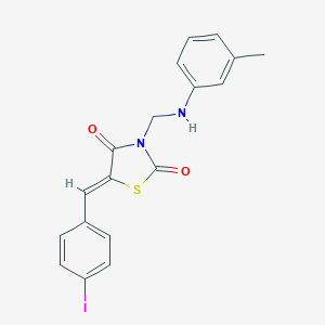molecular formula C18H15IN2O2S B386634 5-(4-Iodobenzylidene)-3-(3-toluidinomethyl)-1,3-thiazolidine-2,4-dione 