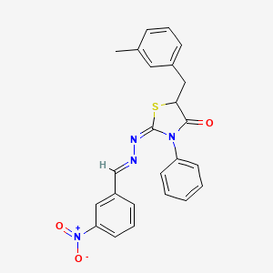 molecular formula C24H20N4O3S B3866353 3-nitrobenzaldehyde [5-(3-methylbenzyl)-4-oxo-3-phenyl-1,3-thiazolidin-2-ylidene]hydrazone 