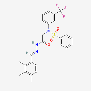 molecular formula C25H24F3N3O3S B3866366 N-{2-oxo-2-[2-(2,3,4-trimethylbenzylidene)hydrazino]ethyl}-N-[3-(trifluoromethyl)phenyl]benzenesulfonamide 