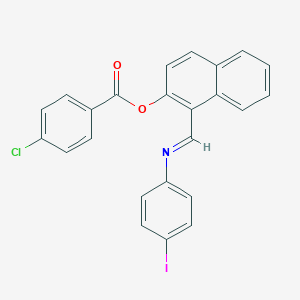 molecular formula C24H15ClINO2 B386637 1-{[(4-Iodophenyl)imino]methyl}-2-naphthyl 4-chlorobenzoate 