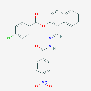 molecular formula C25H16ClN3O5 B386638 1-(2-{4-Nitrobenzoyl}carbohydrazonoyl)-2-naphthyl 4-chlorobenzoate 