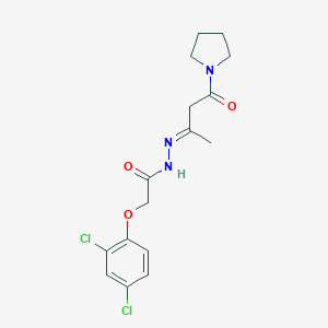 molecular formula C16H19Cl2N3O3 B386640 2-(2,4-dichlorophenoxy)-N'-[1-methyl-3-oxo-3-(1-pyrrolidinyl)propylidene]acetohydrazide 