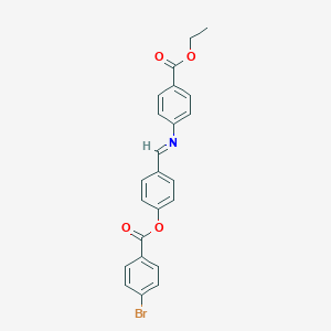 molecular formula C23H18BrNO4 B386641 4-({[4-(Ethoxycarbonyl)phenyl]imino}methyl)phenyl 4-bromobenzoate 