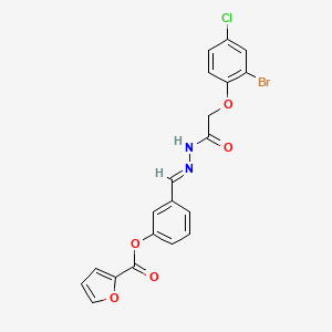 molecular formula C20H14BrClN2O5 B3866451 3-{2-[(2-bromo-4-chlorophenoxy)acetyl]carbonohydrazonoyl}phenyl 2-furoate 
