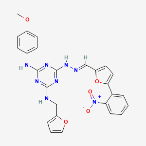 molecular formula C26H22N8O5 B3866468 5-(2-nitrophenyl)-2-furaldehyde {4-[(2-furylmethyl)amino]-6-[(4-methoxyphenyl)amino]-1,3,5-triazin-2-yl}hydrazone 
