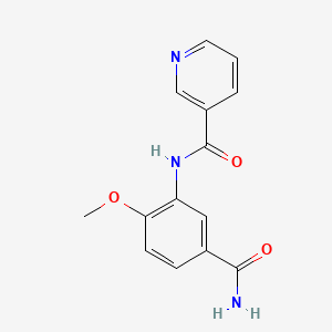 molecular formula C14H13N3O3 B3866487 N-[5-(aminocarbonyl)-2-methoxyphenyl]nicotinamide 
