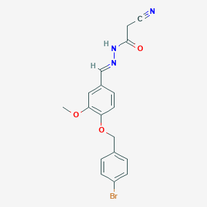 molecular formula C18H16BrN3O3 B386651 N'-{4-[(4-bromobenzyl)oxy]-3-methoxybenzylidene}-2-cyanoacetohydrazide 