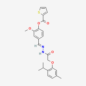 molecular formula C25H26N2O5S B3866528 4-{2-[(2-isopropyl-5-methylphenoxy)acetyl]carbonohydrazonoyl}-2-methoxyphenyl 2-thiophenecarboxylate 
