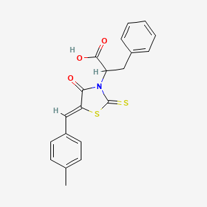 molecular formula C20H17NO3S2 B3866537 2-[5-(4-methylbenzylidene)-4-oxo-2-thioxo-1,3-thiazolidin-3-yl]-3-phenylpropanoic acid 