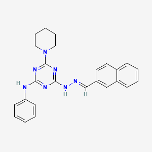 molecular formula C25H25N7 B3866587 2-naphthaldehyde [4-anilino-6-(1-piperidinyl)-1,3,5-triazin-2-yl]hydrazone 