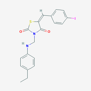 molecular formula C19H17IN2O2S B386659 3-[(4-Ethylanilino)methyl]-5-(4-iodobenzylidene)-1,3-thiazolidine-2,4-dione 