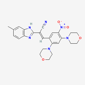 molecular formula C25H26N6O4 B3866601 3-(2,4-di-4-morpholinyl-5-nitrophenyl)-2-(5-methyl-1H-benzimidazol-2-yl)acrylonitrile 