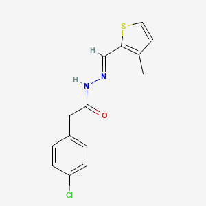 molecular formula C14H13ClN2OS B3866665 2-(4-chlorophenyl)-N'-[(3-methyl-2-thienyl)methylene]acetohydrazide 