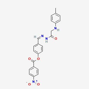 molecular formula C23H20N4O5 B3866678 4-(2-{[(4-methylphenyl)amino]acetyl}carbonohydrazonoyl)phenyl 4-nitrobenzoate 