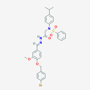 molecular formula C32H32BrN3O5S B386673 N-[2-(2-{4-[(4-bromobenzyl)oxy]-3-methoxybenzylidene}hydrazino)-2-oxoethyl]-N-(4-isopropylphenyl)benzenesulfonamide 