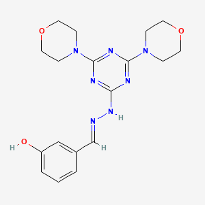 molecular formula C18H23N7O3 B3866731 3-hydroxybenzaldehyde (4,6-di-4-morpholinyl-1,3,5-triazin-2-yl)hydrazone 