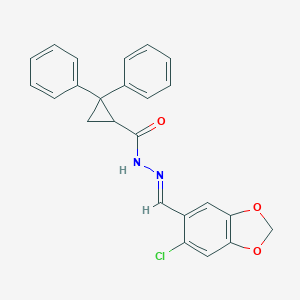 molecular formula C24H19ClN2O3 B386676 N'-[(6-chloro-1,3-benzodioxol-5-yl)methylene]-2,2-diphenylcyclopropanecarbohydrazide 
