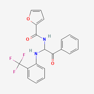 molecular formula C20H15F3N2O3 B3866780 N-(2-oxo-2-phenyl-1-{[2-(trifluoromethyl)phenyl]amino}ethyl)-2-furamide 