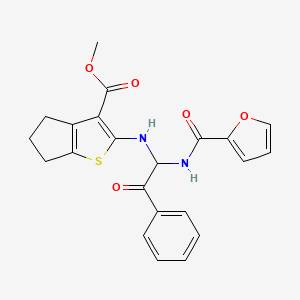 molecular formula C22H20N2O5S B3866785 methyl 2-{[1-(2-furoylamino)-2-oxo-2-phenylethyl]amino}-5,6-dihydro-4H-cyclopenta[b]thiophene-3-carboxylate 