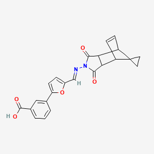 molecular formula C23H18N2O5 B3866800 3-(5-{[(3',5'-dioxo-4'-azaspiro[cyclopropane-1,10'-tricyclo[5.2.1.0~2,6~]decane]-8'-en-4'-yl)imino]methyl}-2-furyl)benzoic acid 