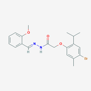 molecular formula C20H23BrN2O3 B386685 2-(4-bromo-2-isopropyl-5-methylphenoxy)-N'-(2-methoxybenzylidene)acetohydrazide 
