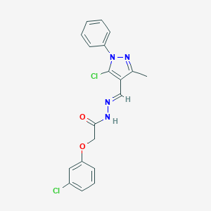N-[(E)-(5-chloro-3-methyl-1-phenylpyrazol-4-yl)methylideneamino]-2-(3-chlorophenoxy)acetamide