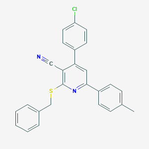 molecular formula C26H19ClN2S B386687 2-(Benzylthio)-4-(4-chlorophenyl)-6-(p-tolyl)nicotinonitrile 