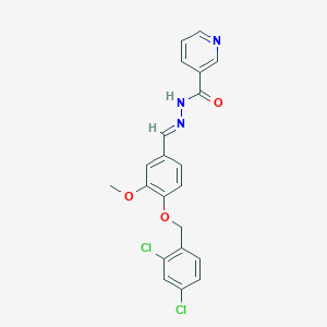 molecular formula C21H17Cl2N3O3 B3866915 N'-{4-[(2,4-dichlorobenzyl)oxy]-3-methoxybenzylidene}nicotinohydrazide 