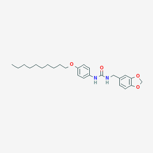 molecular formula C25H34N2O4 B386692 N-(1,3-benzodioxol-5-ylmethyl)-N'-[4-(decyloxy)phenyl]urea 