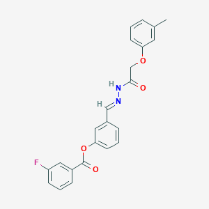 molecular formula C23H19FN2O4 B3866953 3-{2-[(3-methylphenoxy)acetyl]carbonohydrazonoyl}phenyl 3-fluorobenzoate 