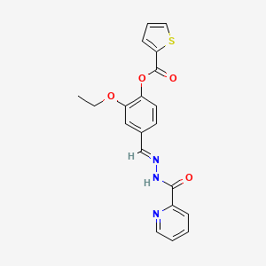 molecular formula C20H17N3O4S B3866975 2-ethoxy-4-[2-(2-pyridinylcarbonyl)carbonohydrazonoyl]phenyl 2-thiophenecarboxylate 