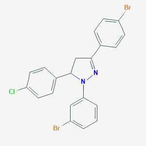 molecular formula C21H15Br2ClN2 B386700 1-(3-bromophenyl)-3-(4-bromophenyl)-5-(4-chlorophenyl)-4,5-dihydro-1H-pyrazole 